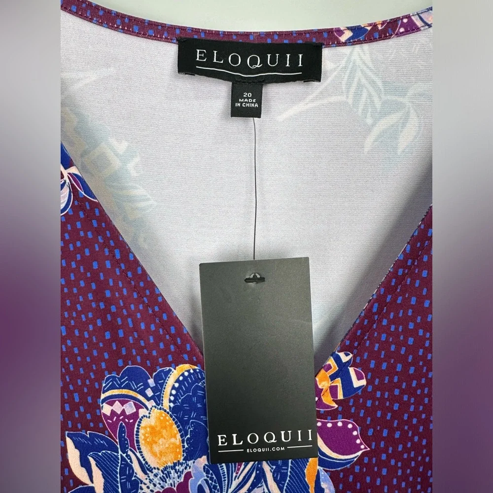 Eloquii Purple Floral Knee Length Dress NWT NEW Size 20
